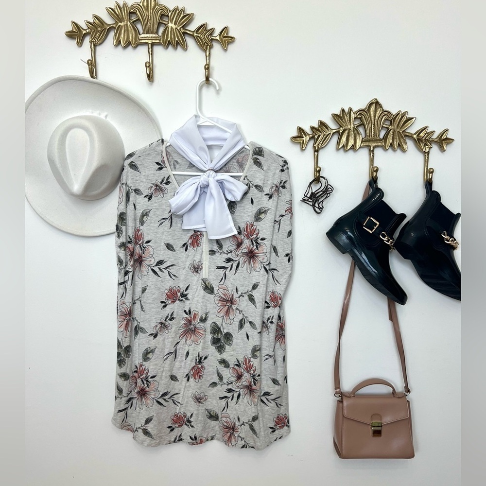 Floral short tunic top XL ptp 24”